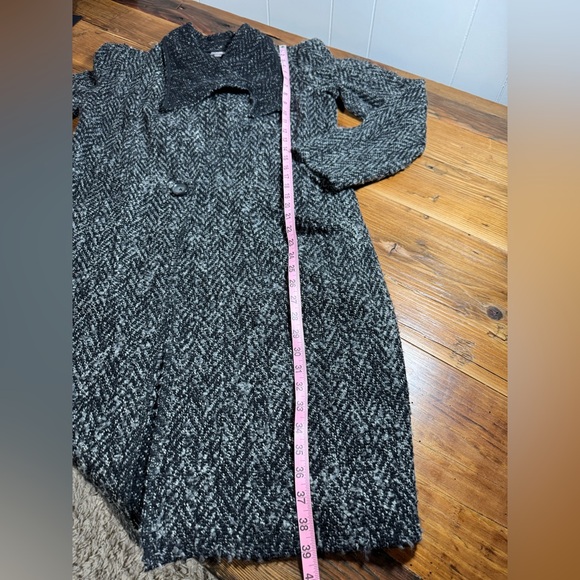 J Jill Women's Gray Black Wool Blend Coat One Button Draped longline Coatigan S - Picture 7 of 11